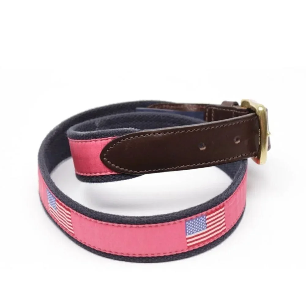 Vineyard Vines American Flag Leather Belt Size 30